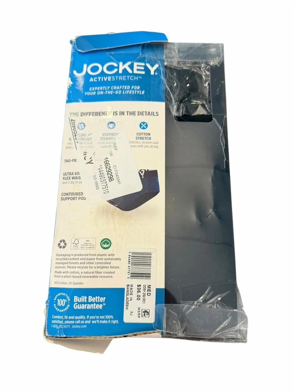 Men's Jockey 4-Pack Cotton Briefs Underwear Size M 32-34 NEW Active Stretch